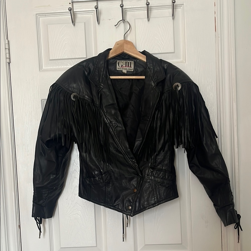 Women's Black Fringe Leather Jacket